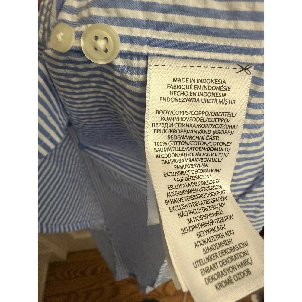 Polo Ralph Lauren Men's Blue Seersucker SS Button Down Untucked Fit Medium New